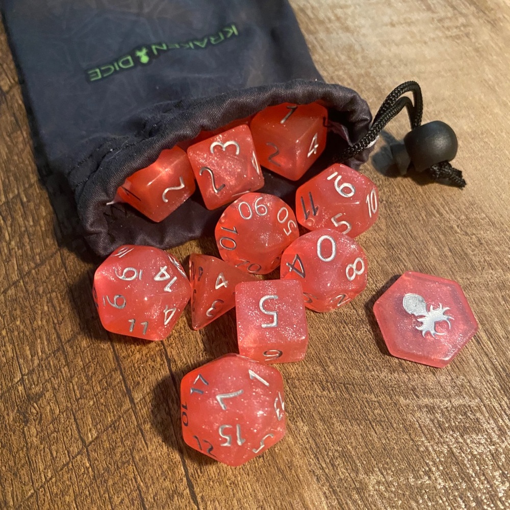 Kraken 12pc Pink Glitter Dice Set